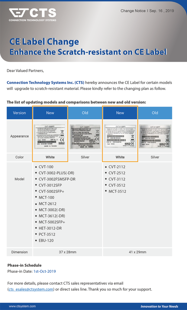 JP News_Change Notice: CE Label Change_20190916